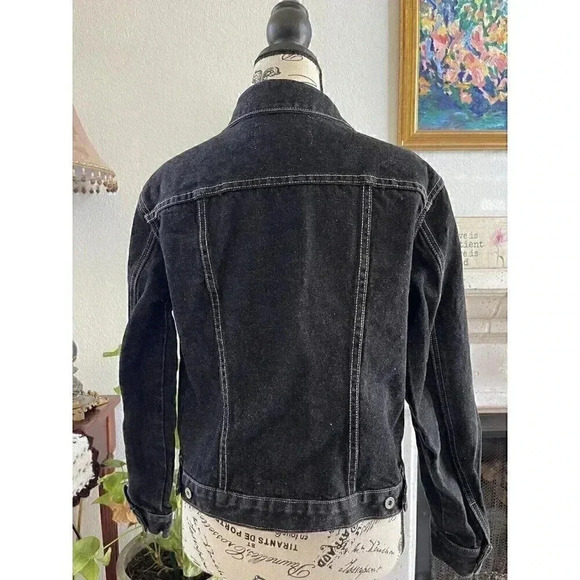 Guess Jeans Vtg Denim Black Jacket Button Down XL (junior) Sz Small For Women - Picture 3 of 9